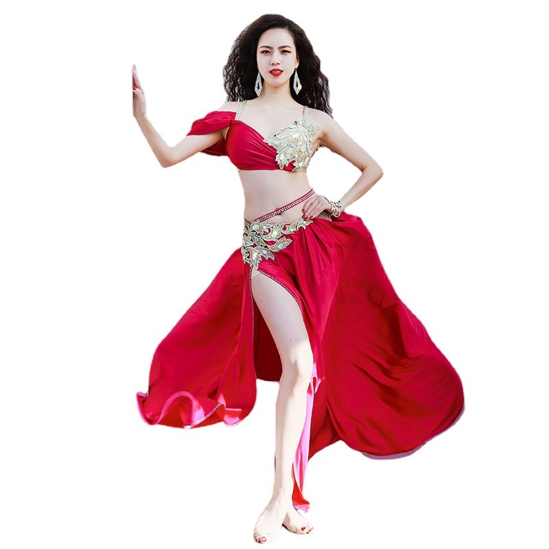 Kostim za belly dance za žene — Dance of the Whole City, biserni šifon + spandex, 90% spandex, belly dance, fitness i plesni pokreti