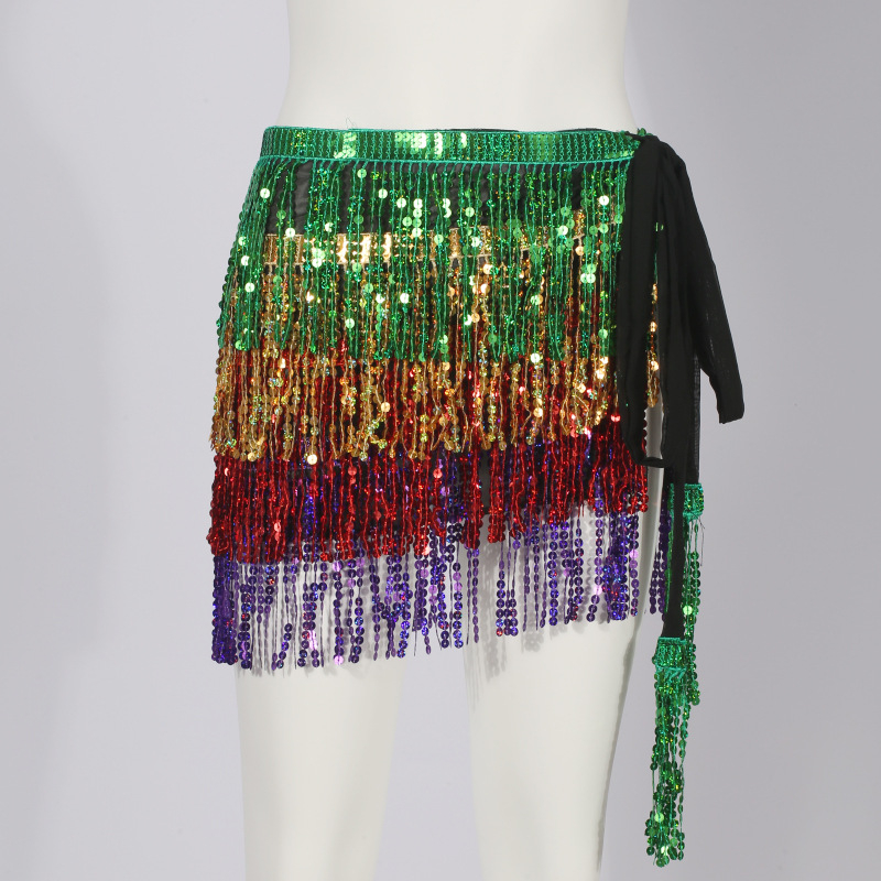 Traka za struk za Belly Dance sa štrasom i resicama od chiffon-poliester PVC smjesa