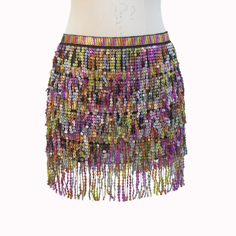 Traka za struk za Belly Dance sa štrasom i resicama od chiffon-poliester PVC smjesa
