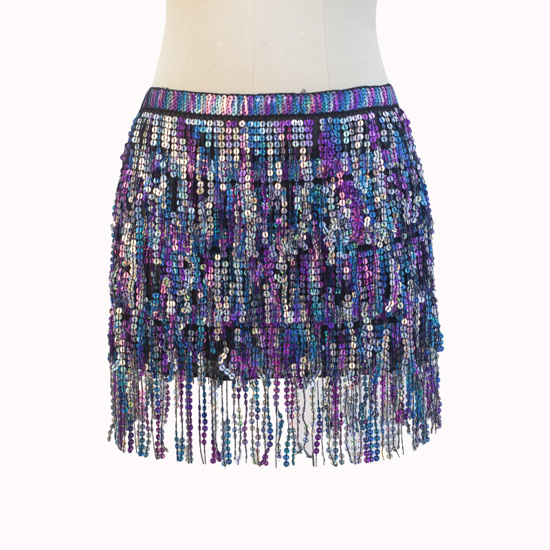 Traka za struk za Belly Dance sa štrasom i resicama od chiffon-poliester PVC smjesa