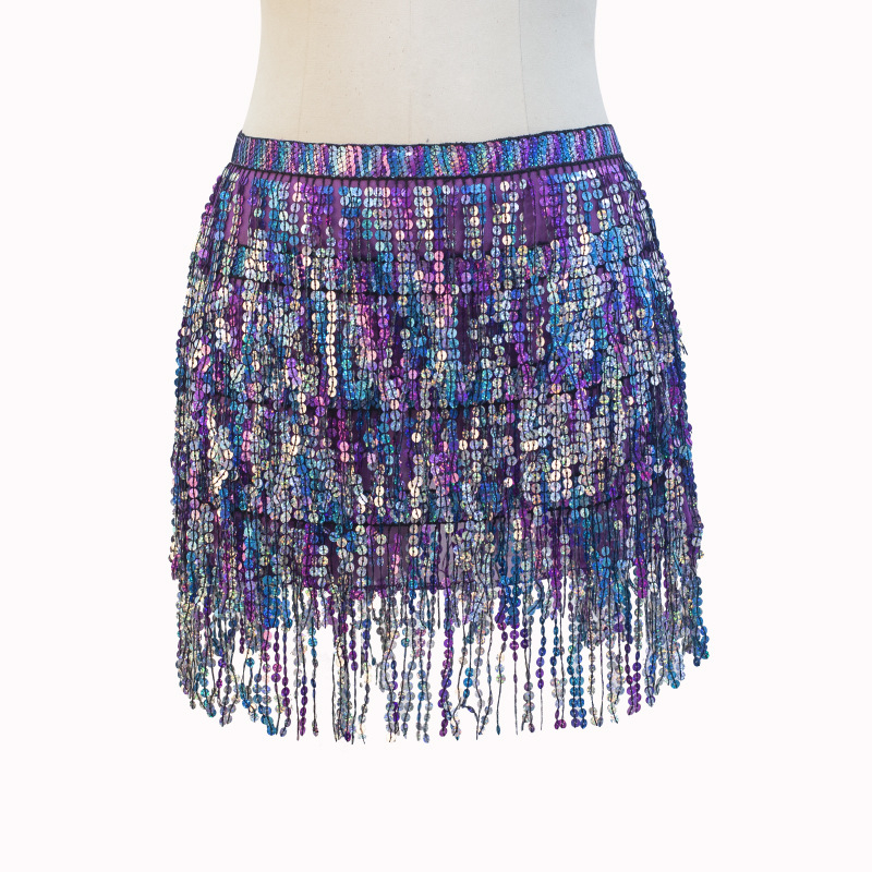Traka za struk za Belly Dance sa štrasom i resicama od chiffon-poliester PVC smjesa