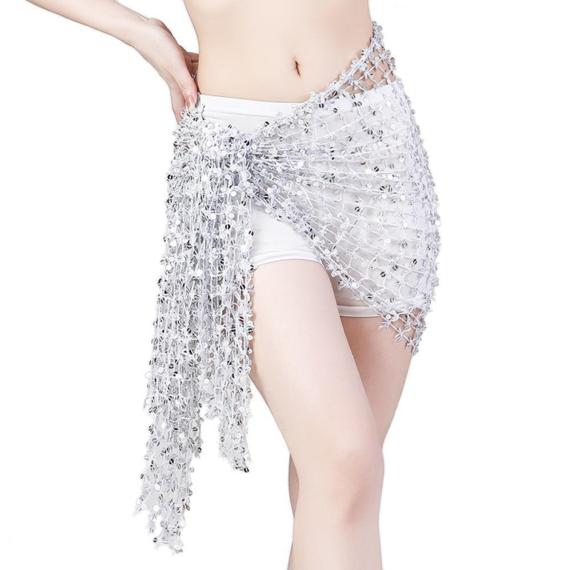 Kostim za belly dance s kaišem u struku i šljokicama, poliester-elastan tkanina, unisex, marka Yihuang, pogodan za Belly Dance/Latin Dance/Indian Dance/Stage, proljeće 2023