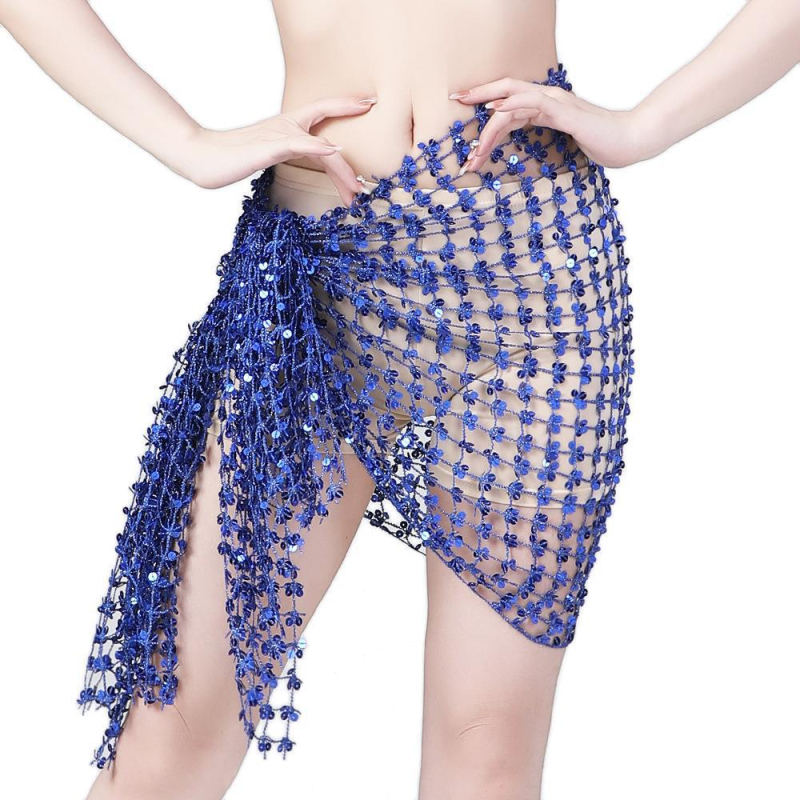 Kostim za belly dance s kaišem u struku i šljokicama, poliester-elastan tkanina, unisex, marka Yihuang, pogodan za Belly Dance/Latin Dance/Indian Dance/Stage, proljeće 2023