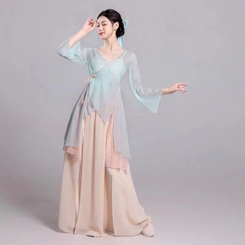 Klasični kineski plesni top od šifona i poliestera, unisex, belly dance, ljeto 2024, dobna skupina 18–24, poliester ≥95%