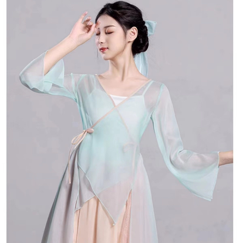 Klasični kineski plesni top od šifona i poliestera, unisex, belly dance, ljeto 2024, dobna skupina 18–24, poliester ≥95%