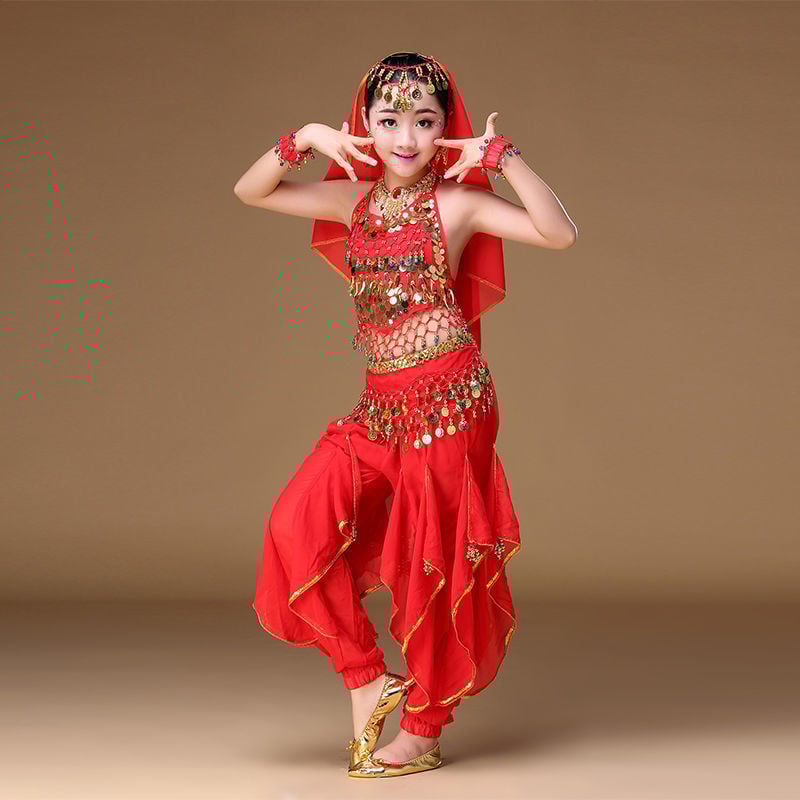 Индийски костюм за Belly Dance с колан от монети и златен кант, Corduroy плат, ленено съдържание, мъжки, танцово облекло