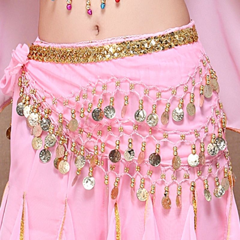 Индийски костюм за Belly Dance с колан от монети и златен кант, Corduroy плат, ленено съдържание, мъжки, танцово облекло