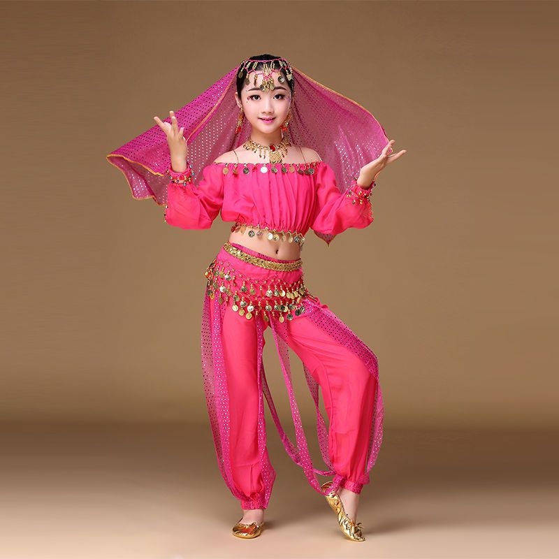 Индийски костюм за Belly Dance с колан от монети и златен кант, Corduroy плат, ленено съдържание, мъжки, танцово облекло