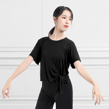 Женски топ за модерен танц – къс ръкав, странично връзване, Modal материя