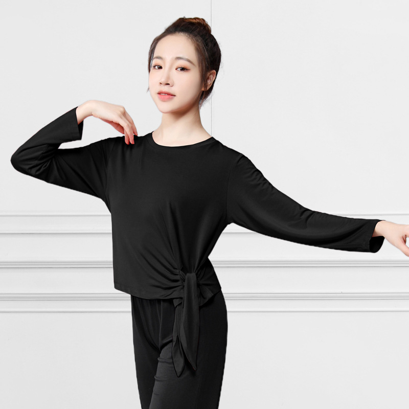 Женски топ за модерен танц – къс ръкав, странично връзване, Modal материя