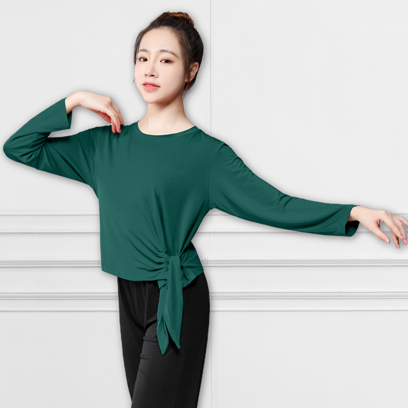 Женски топ за модерен танц – къс ръкав, странично връзване, Modal материя