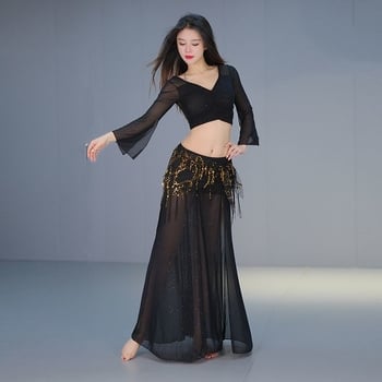 Nova kolekcija belly dance trening kompleta za četiri sezone, velika veličina, mrežasti materijal, suknja s prorezom za istočni ples