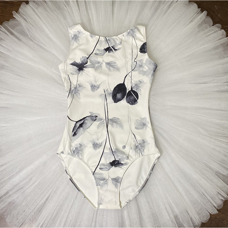 Bodysuit floral pentru femei – Balet, practică de dans, yoga, îmbrăcăminte de dans (Cod C038 • Poliester • Îmbrăcăminte de dans)