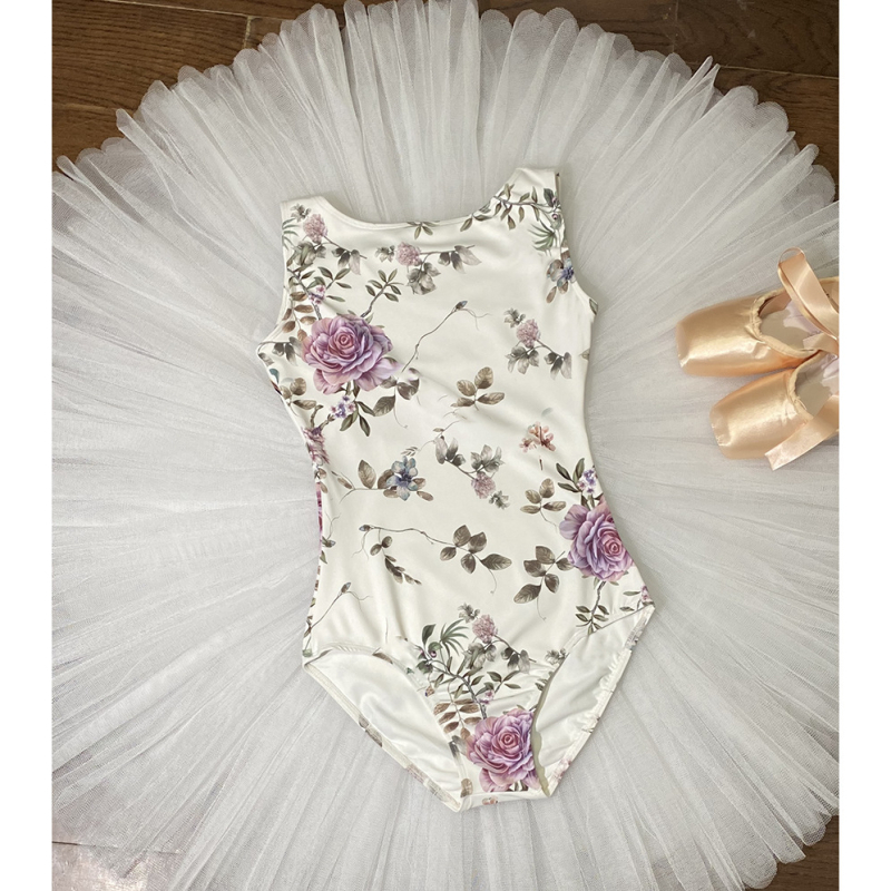Bodysuit floral pentru femei – Balet, practică de dans, yoga, îmbrăcăminte de dans (Cod C038 • Poliester • Îmbrăcăminte de dans)