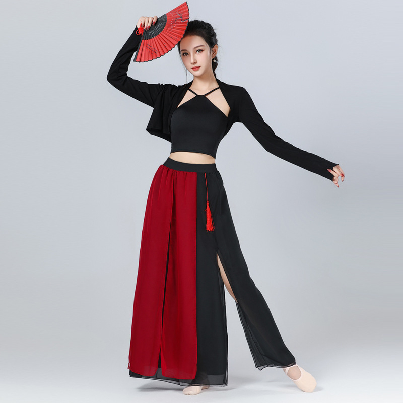 Ženski plesni kostim u kineskom stilu, Modal tkanina, 80% modal, tečan dizajn; pogodan za ljeto, proljeće i jesen; za scenske nastupe: belly dance, latin ples, etnički ples i državni standard ples