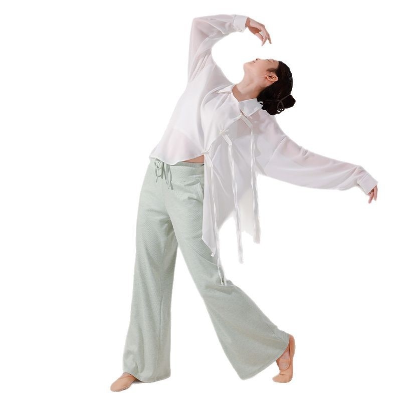 Női modern táncruha — chiffon anyag, 100% poliészter, egyszínű minta, színpadi előadásokhoz, belly dance, balett és néptánc