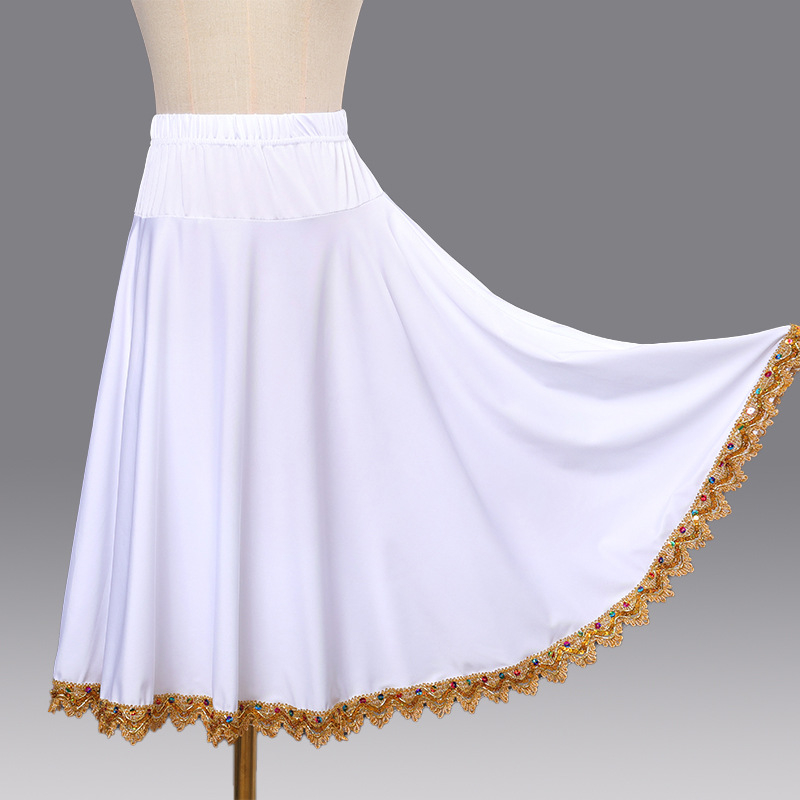 Suknja za kvadratni ples, etnički stil, veliki švih, Milk Silk tkanina 95% poliester, podstava Milk Silk 95% poliester, jedinstven uzorak