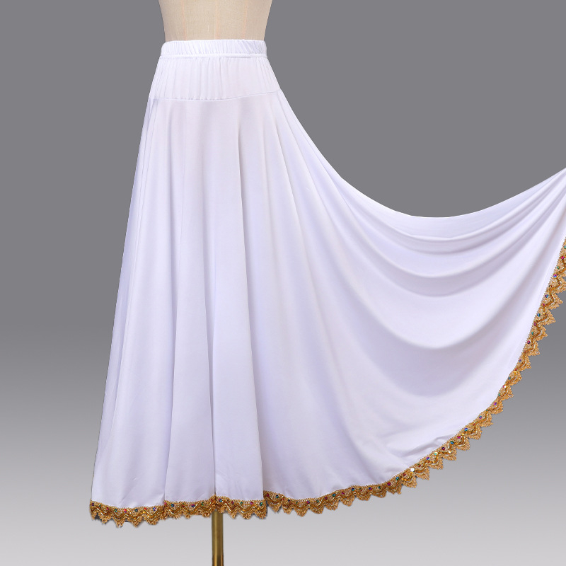 Suknja za kvadratni ples, etnički stil, veliki švih, Milk Silk tkanina 95% poliester, podstava Milk Silk 95% poliester, jedinstven uzorak