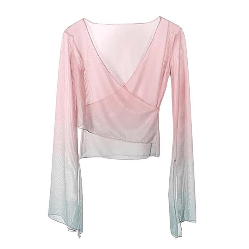 Top za belly dance – prozirna gazasta tkanina, poliester, unisex, proljeće 2023 (Belly dance, Unisex, Polyester, Gauze Fabric, Spring 2023)