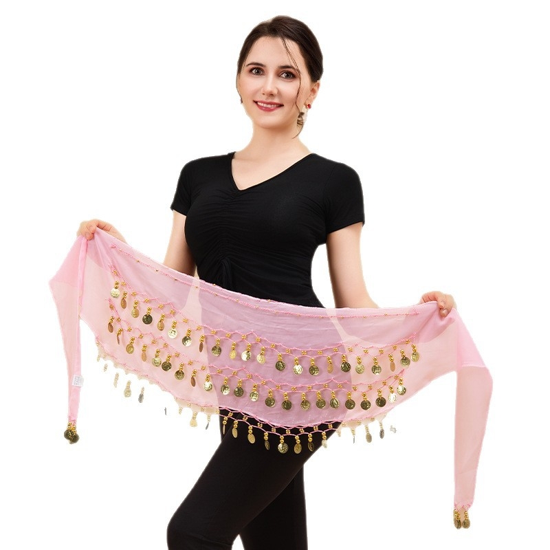 Lanac za struk za belly dance – trostruki sloj, 72 zlatnih novčića, metalni egzotični pojas za žene, duljina 135 cm