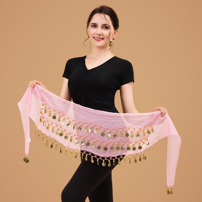 Lanac za struk za belly dance – trostruki sloj, 72 zlatnih novčića, metalni egzotični pojas za žene, duljina 135 cm