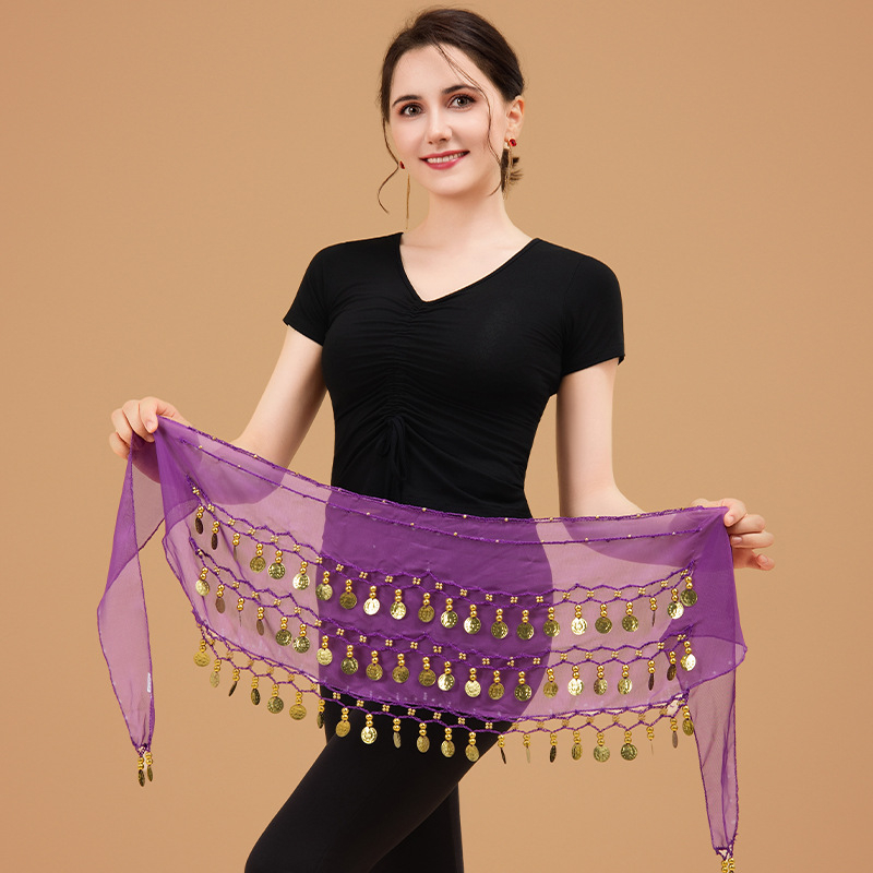 Lanac za struk za belly dance – trostruki sloj, 72 zlatnih novčića, metalni egzotični pojas za žene, duljina 135 cm