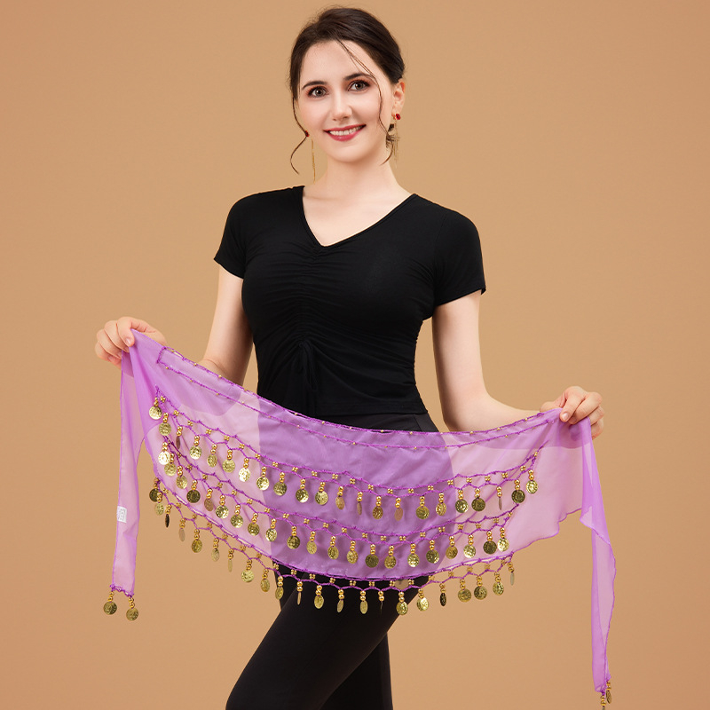 Lanac za struk za belly dance – trostruki sloj, 72 zlatnih novčića, metalni egzotični pojas za žene, duljina 135 cm