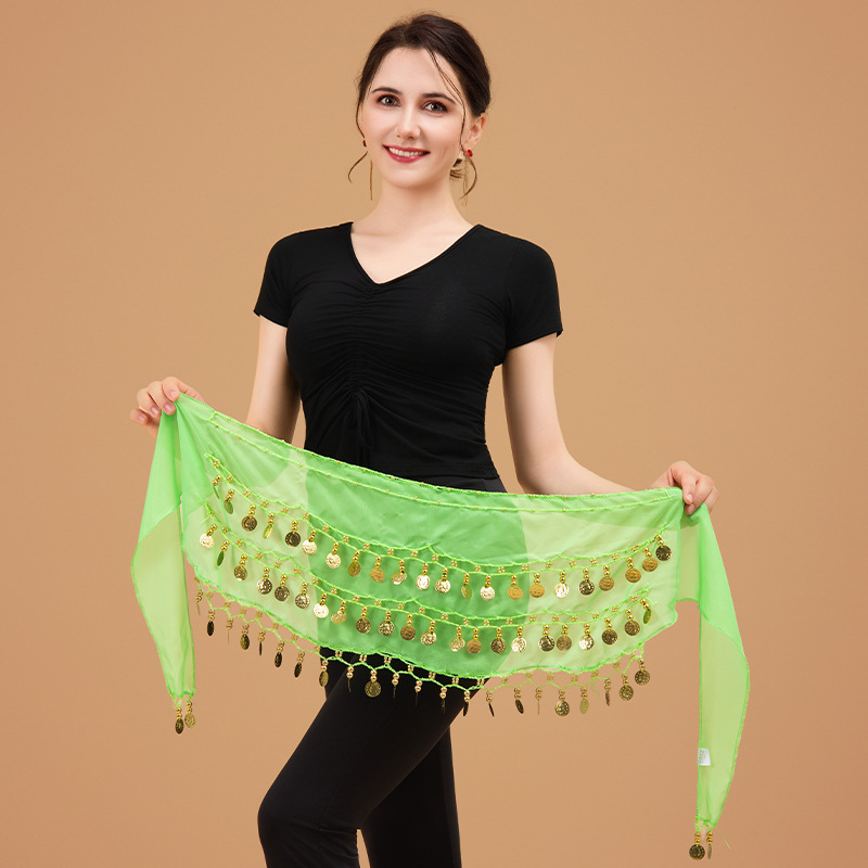 Lanac za struk za belly dance – trostruki sloj, 72 zlatnih novčića, metalni egzotični pojas za žene, duljina 135 cm