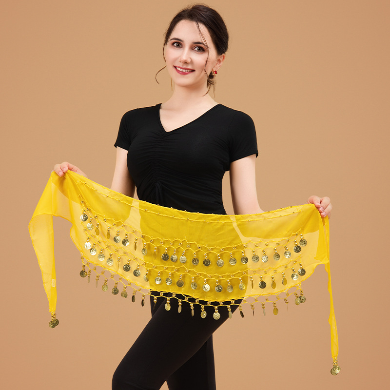 Lanac za struk za belly dance – trostruki sloj, 72 zlatnih novčića, metalni egzotični pojas za žene, duljina 135 cm