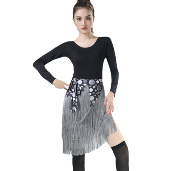 Latinska plesna suknja s resicama, cvjetni uzorak, Milk Silk tkanina s 90% Spandexa, podstava Milk Silk/Poliester, za odrasle žene