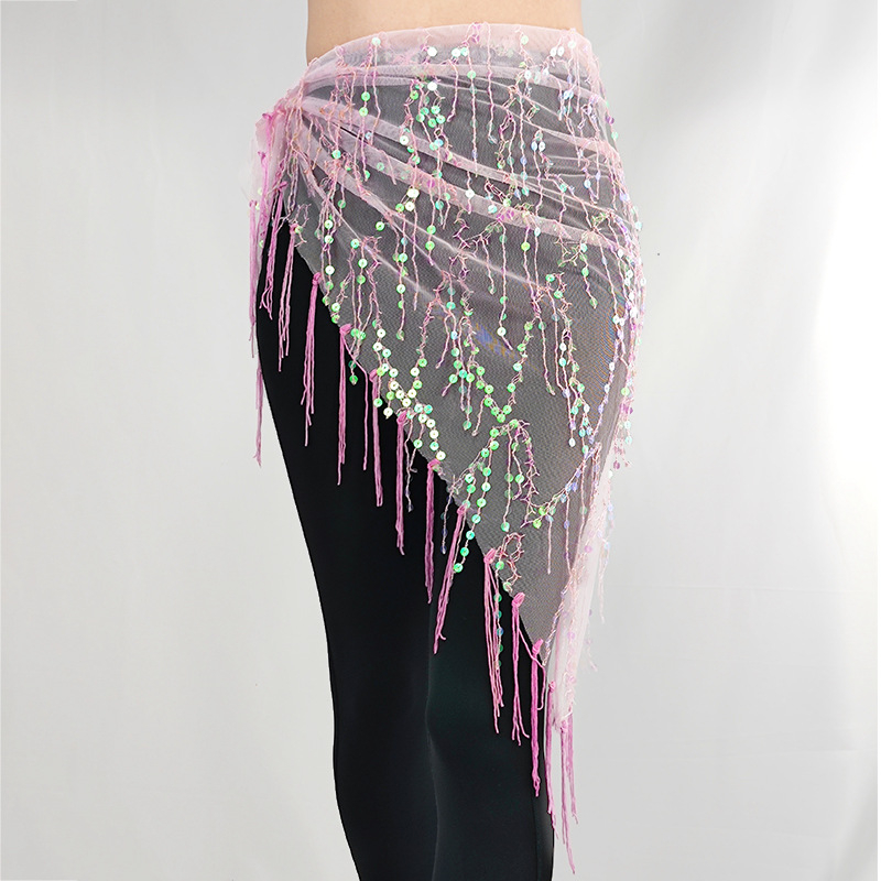 Pretty Dance Orientális tánc deréklánca szegecsekkel és bojtokkal, háromszög kendő, poliészter 70–80%, uniszex, 2023 tavasz