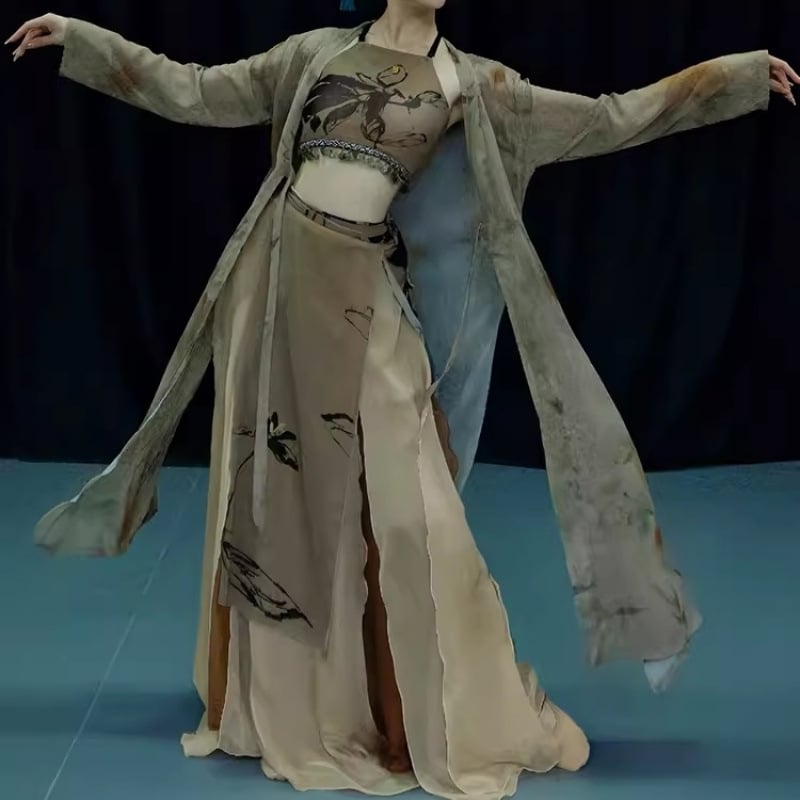 Komplet za ples belly dance s perlicama (šifon/poliester; 95% poliester; unisex; ljeto 2022)