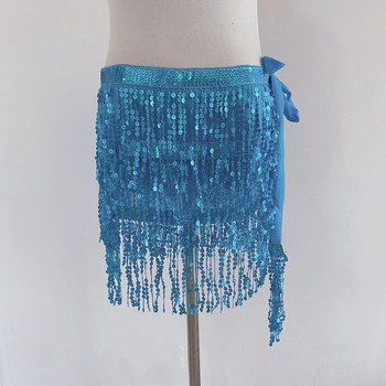 Colier talie Belly Dance pentru Halloween cu hip scarf paietat, trei straturi de ciucuri – material chiffon, poliester 90–95%