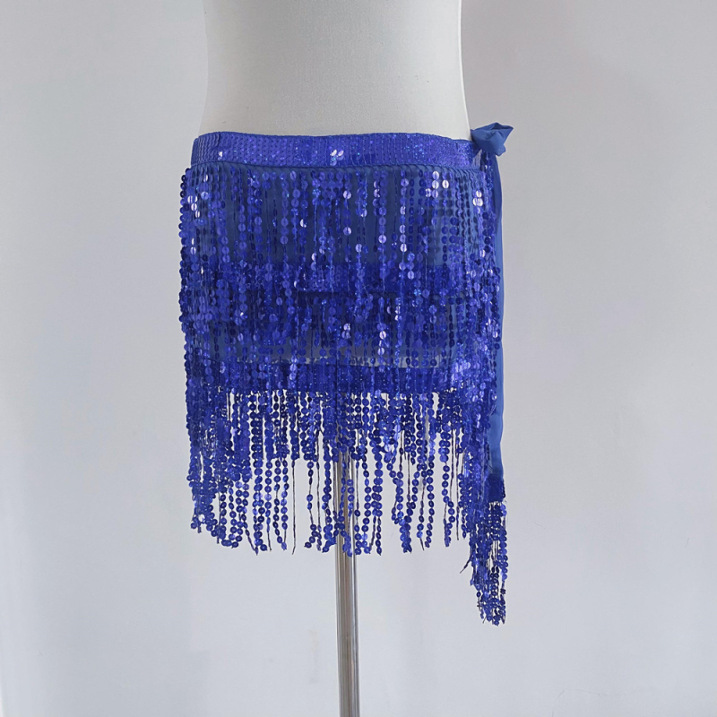 Colier talie Belly Dance pentru Halloween cu hip scarf paietat, trei straturi de ciucuri – material chiffon, poliester 90–95%