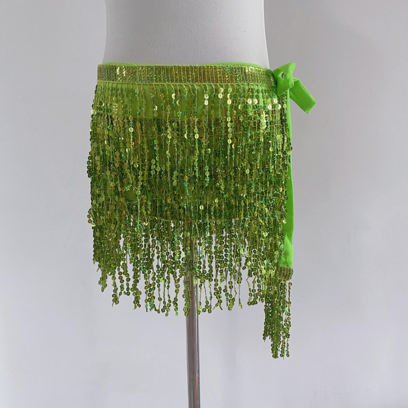 Colier talie Belly Dance pentru Halloween cu hip scarf paietat, trei straturi de ciucuri – material chiffon, poliester 90–95%