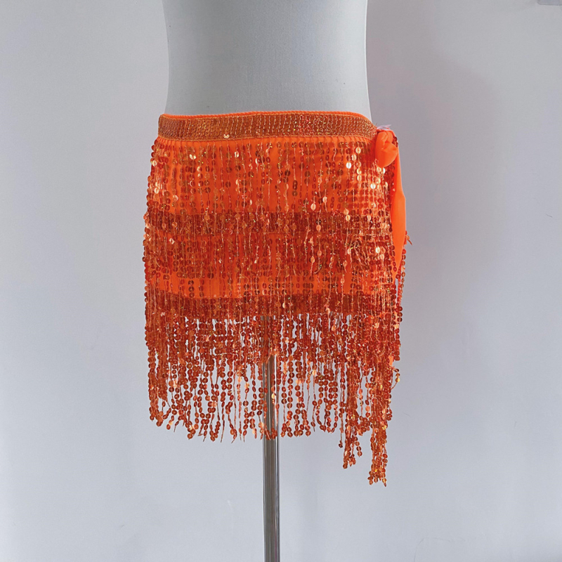 Colier talie Belly Dance pentru Halloween cu hip scarf paietat, trei straturi de ciucuri – material chiffon, poliester 90–95%