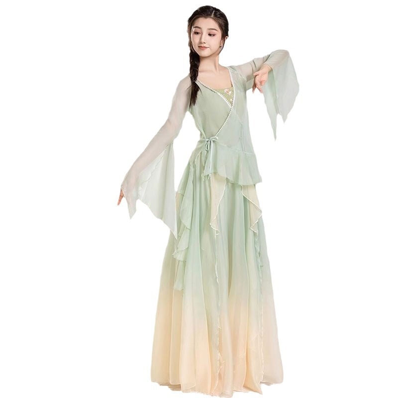 Set za plesnu praksu, klasičan stil, dugi rukavi, šifon, 90–95% poliester, Belly Dance