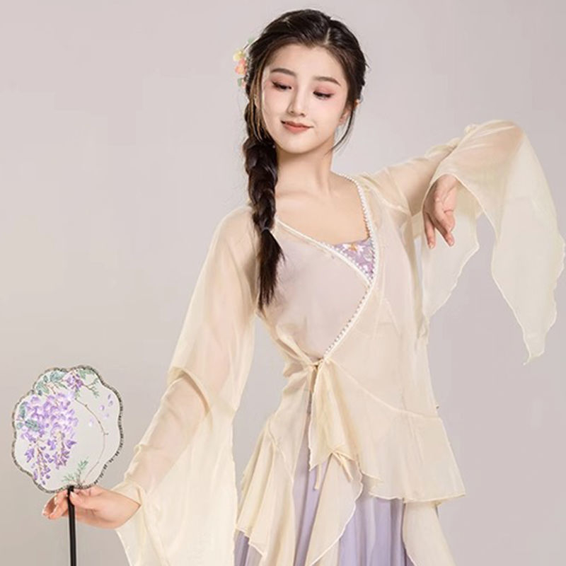 Set za plesnu praksu, klasičan stil, dugi rukavi, šifon, 90–95% poliester, Belly Dance