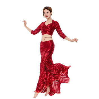 Set za vježbanje Belly Dance od Lycre s prozirnom prugastom čipkom, 90% Spandex