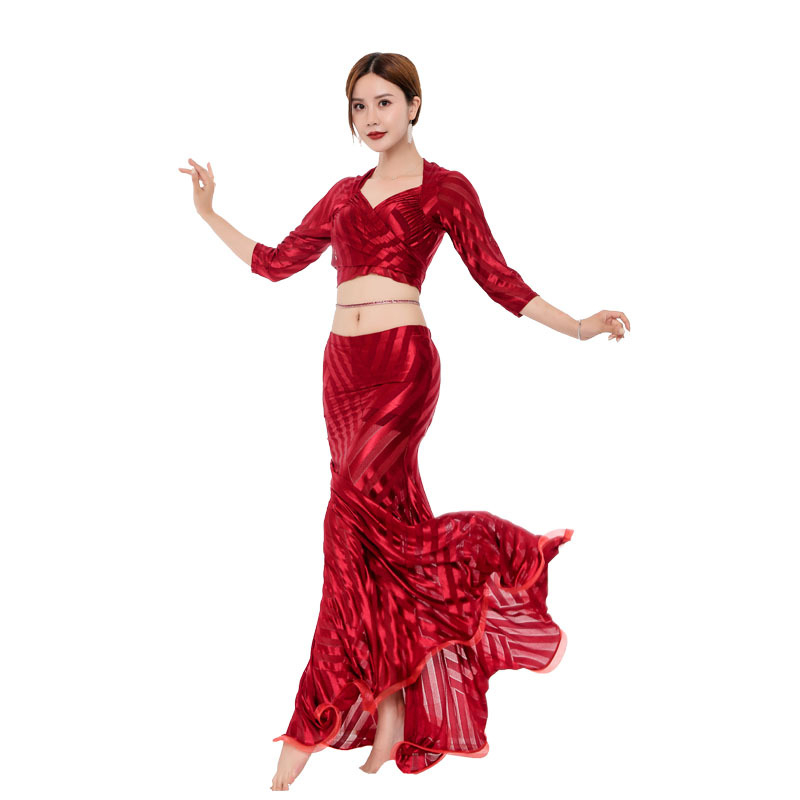 Set za vježbanje Belly Dance od Lycre s prozirnom prugastom čipkom, 90% Spandex