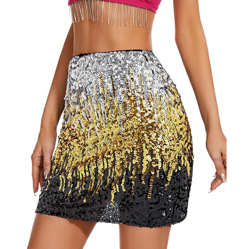 Dancer Costum de belly dance pentru femei, cu paiete din plasă, poliester, primăvara 2025