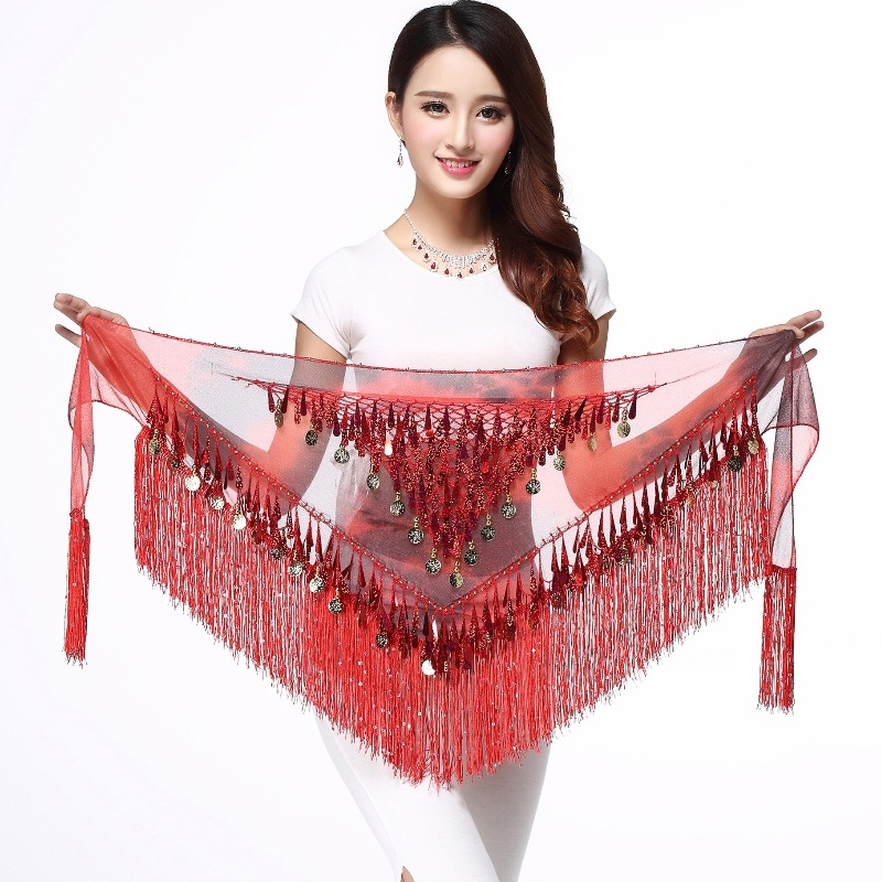 Kostim Belly Dance s resama na pojasu i hip šalom, akrilno-spandeks smjesa, proljeće 2024