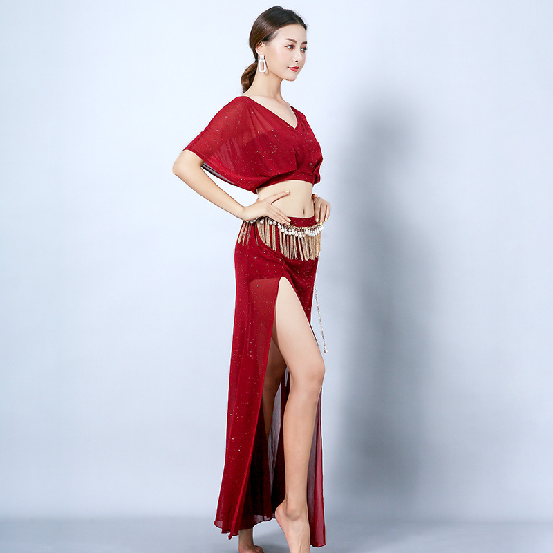 Set kostima Belly Dance za vježbanje i nastupe, za žene, mrežasti materijal i Spandex, ljeto 2022