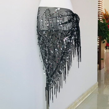 Pojas za belly dance s iskričavim resicama i trokuti šalom, hip pojas za izvedbu, duljina 120 cm