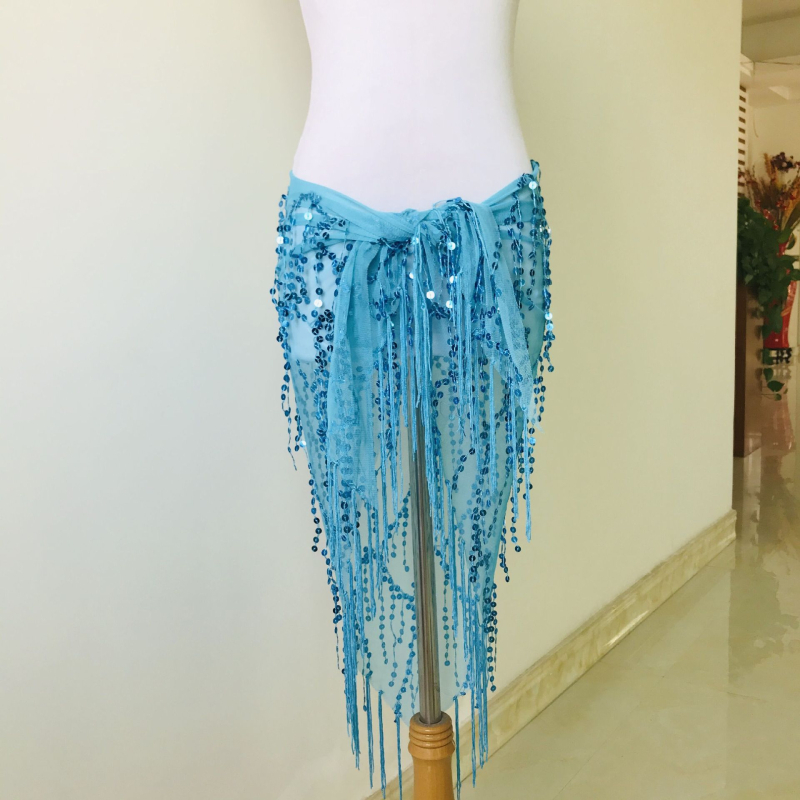 Pojas za belly dance s iskričavim resicama i trokuti šalom, hip pojas za izvedbu, duljina 120 cm