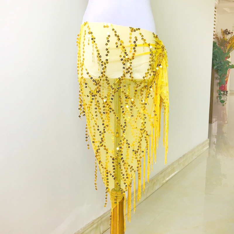 Pojas za belly dance s iskričavim resicama i trokuti šalom, hip pojas za izvedbu, duljina 120 cm