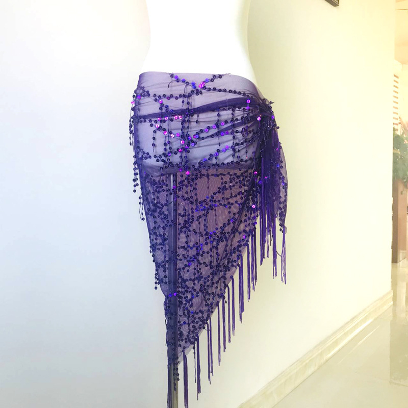Pojas za belly dance s iskričavim resicama i trokuti šalom, hip pojas za izvedbu, duljina 120 cm
