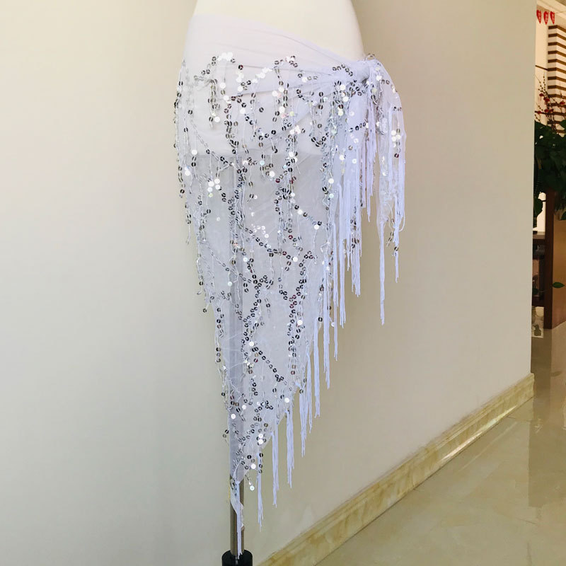 Pojas za belly dance s iskričavim resicama i trokuti šalom, hip pojas za izvedbu, duljina 120 cm