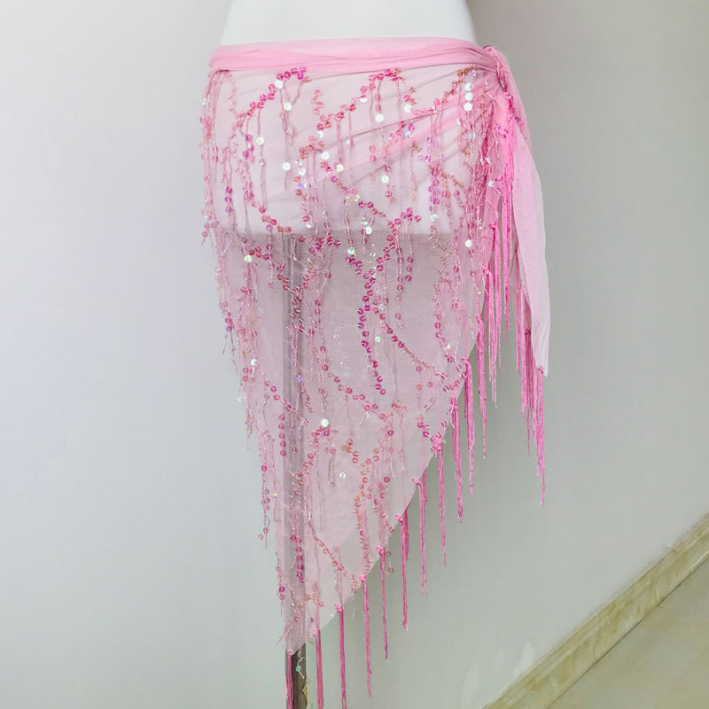 Pojas za belly dance s iskričavim resicama i trokuti šalom, hip pojas za izvedbu, duljina 120 cm