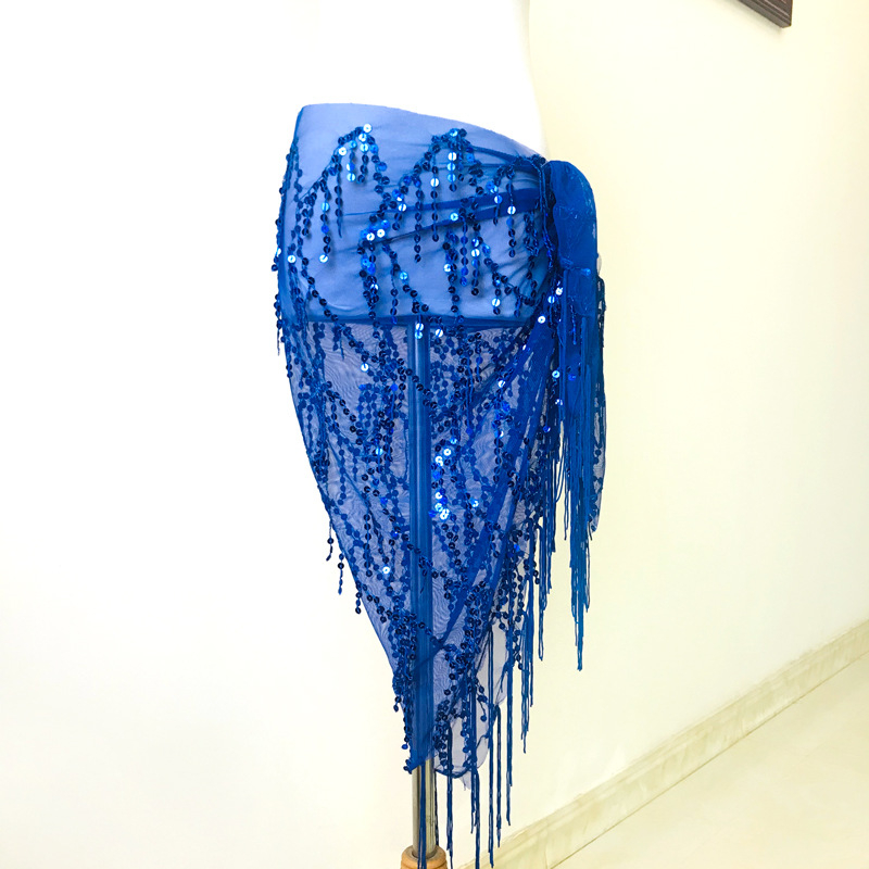 Pojas za belly dance s iskričavim resicama i trokuti šalom, hip pojas za izvedbu, duljina 120 cm